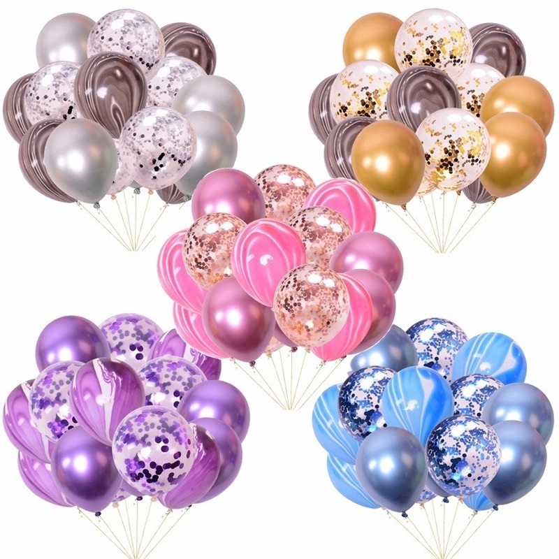 15pcs/set 12inch Mixed Gold Confetti Balloons Birthday Party Decoration