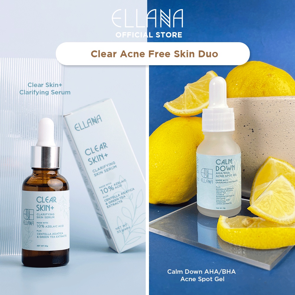 ELLANA Clear Acne Free Skin Duo Clear Skin+ Clarifying Serum + Calm Down Acne Spot Gel