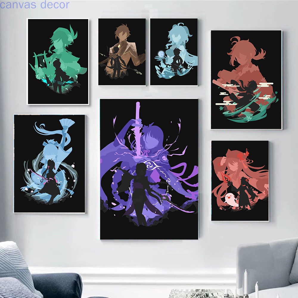 Genshin Impact Game Poster Anime Canvas Painting and Print Cartoon Pictures Art Decoration