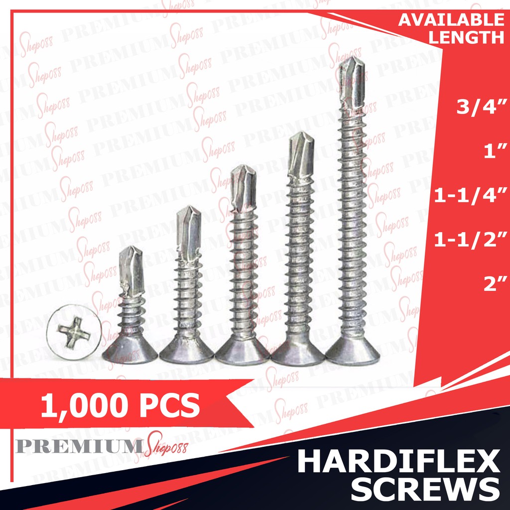 1000pcs Hardiflex Screw Self Drilling Screws 7 x 3/4 1 11/4 11/2 2