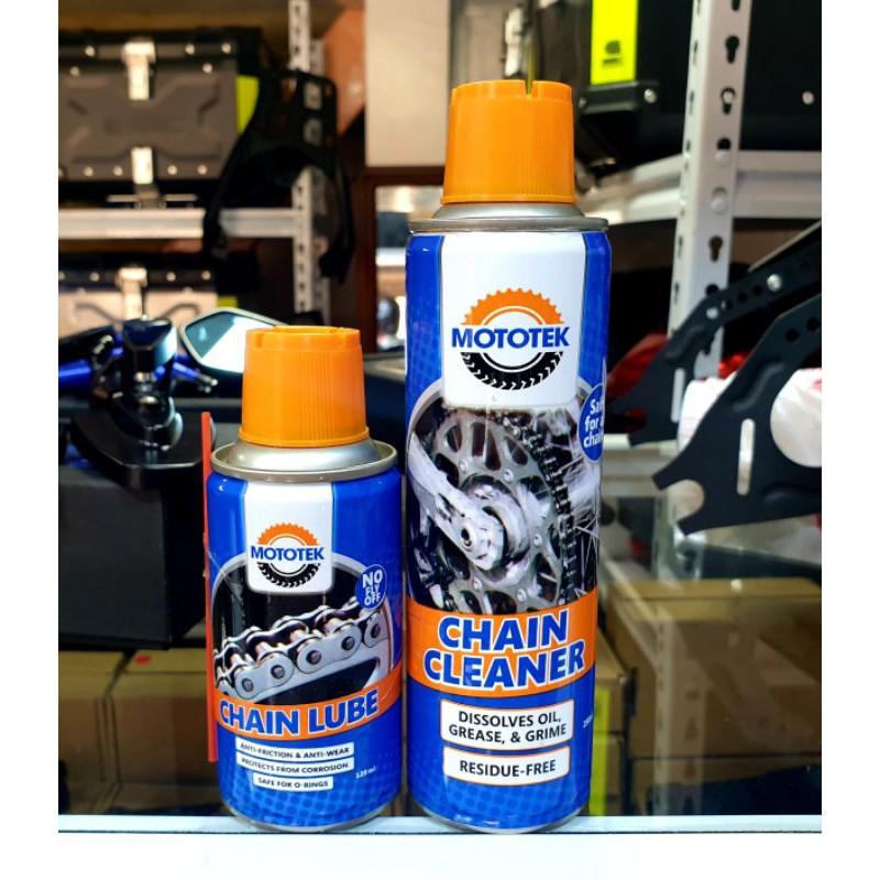 Original Mototek Motorcycle & Bike Chain Cleaner & Chain Lube Set