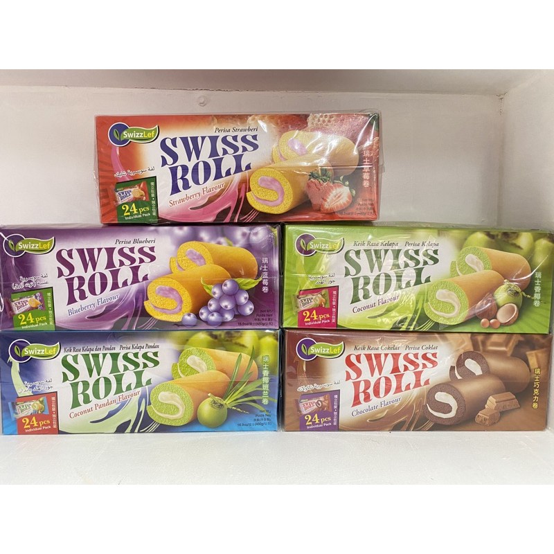 Ready stock Swizzlef Swiss Roll (Blueberry, Chocolate, Coconut, Coconut
