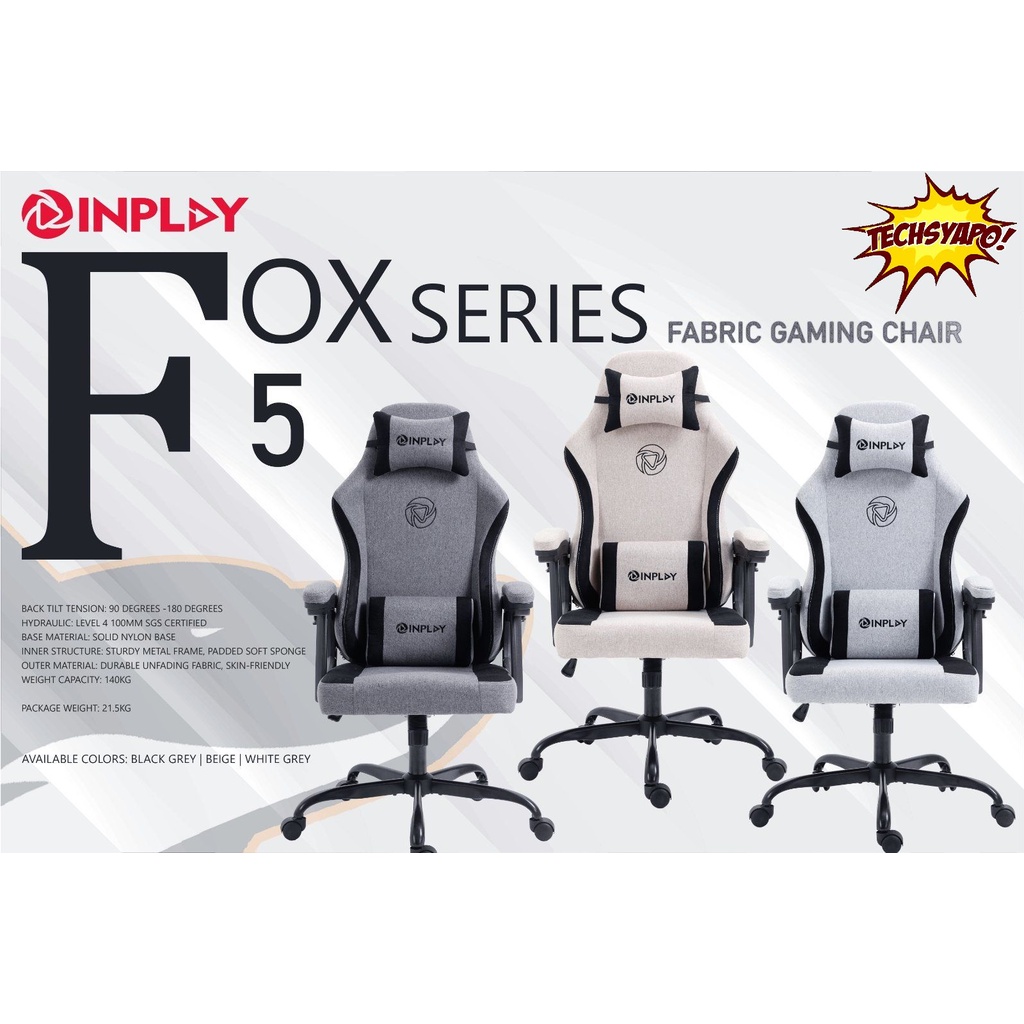 INPLAY FOX 5 SERIES FABRIC GAMING CHAIR Shopee Philippines