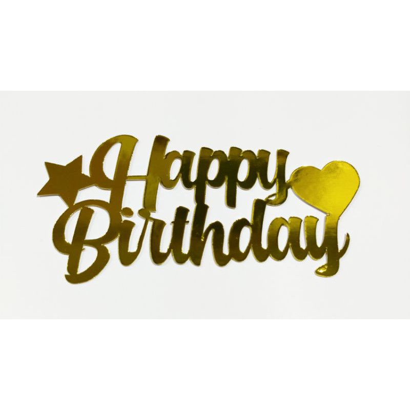 pack of 3 metallic or glossy shimmer cardstock cake topper happy bday