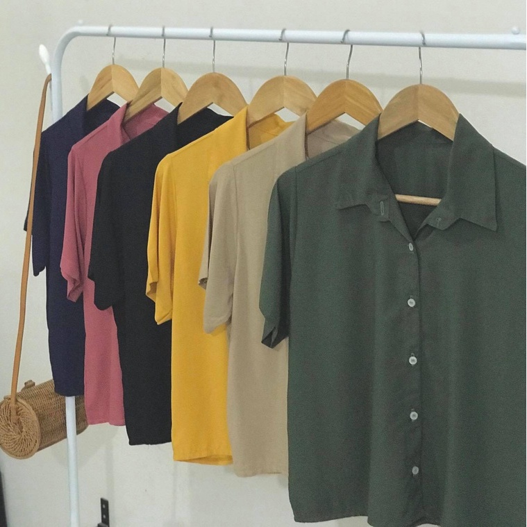 CROPTOP POLO / BUTTON DOWN POLO / FOR WOMEN / CHALLIS FABRIC POLO