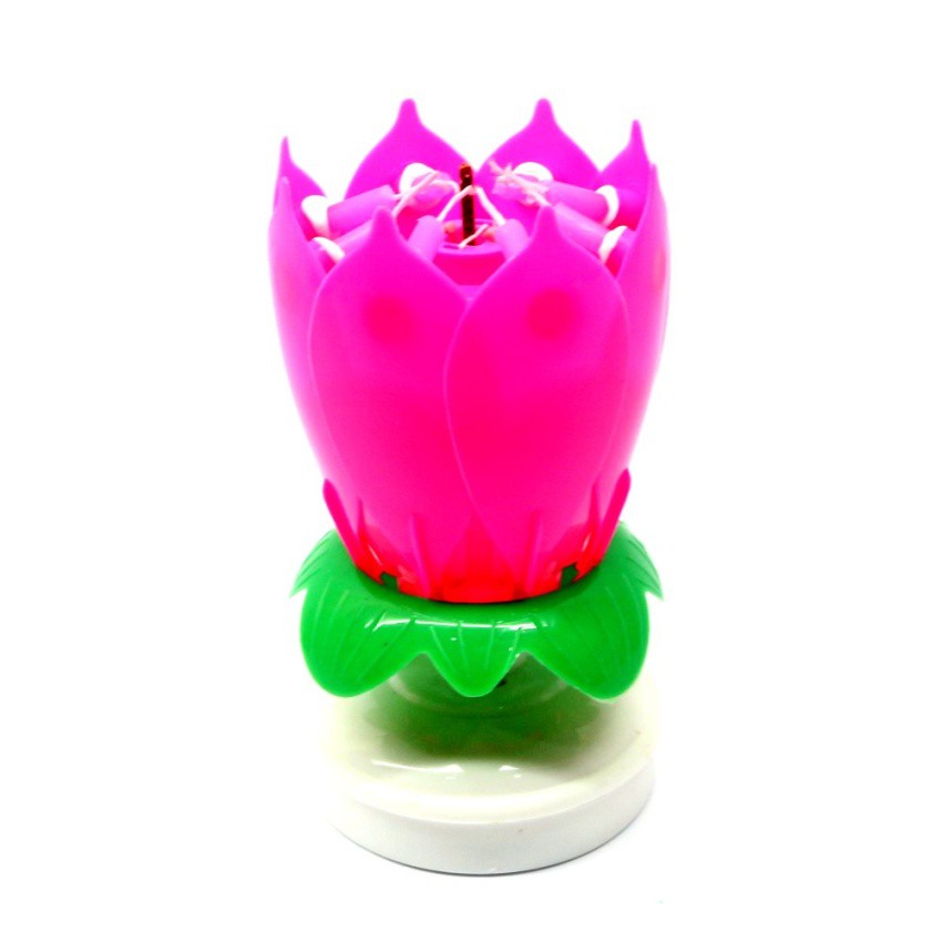 J&J Musical Lotus Flower Rotating Birthday Candle Light (Pink) Shopee