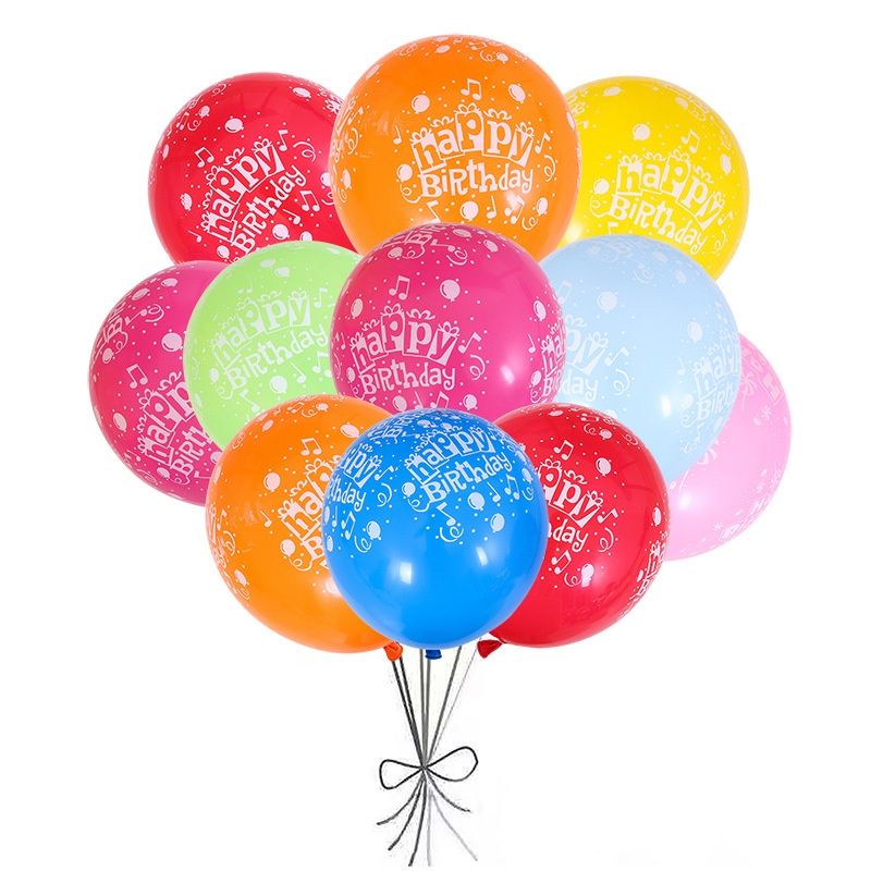 10pcs/20pcs Assorted Happy Birthday Balloons 12inches Balloons Only