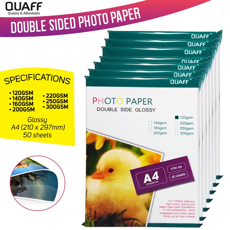 QUAFF Double Sided Photo Paper a4 Size 120GSM/140GSM/160GSM/200GSM