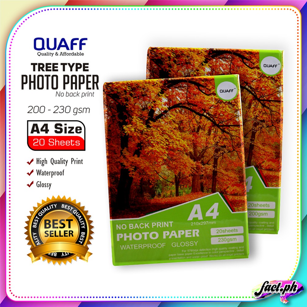 QUAFF No Back Print Photo Paper A4 Size Glossy Inkjet Photo Paper