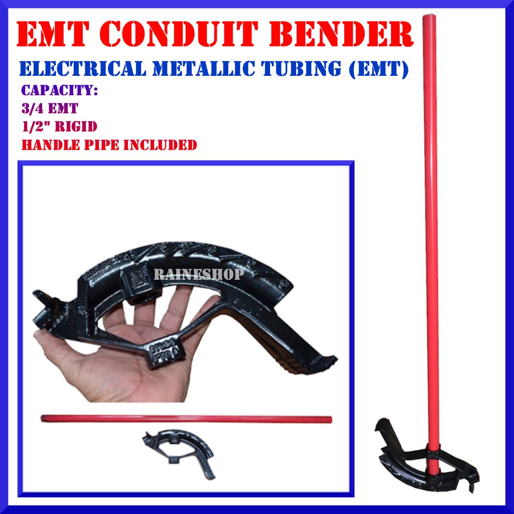 EMT Conduit Bender 3/4" EMT 1/2" Rigid Capacity With Pipe Handle