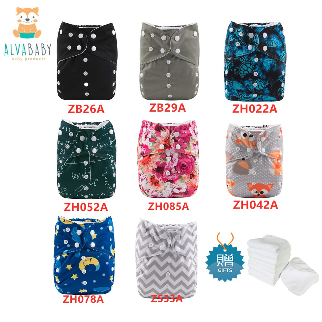 XL ALVA baby cloth diapers with 4layers microfiber insert Shopee