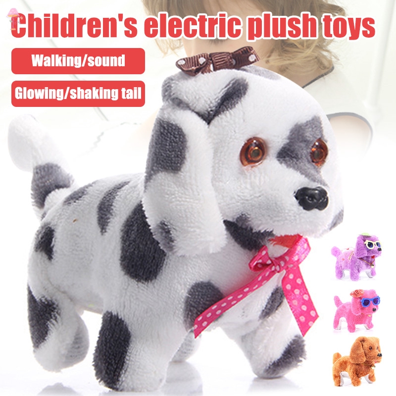 Electric Cute Plush Dog Light LED Eyes Walking Barking Puppy Kids Toy