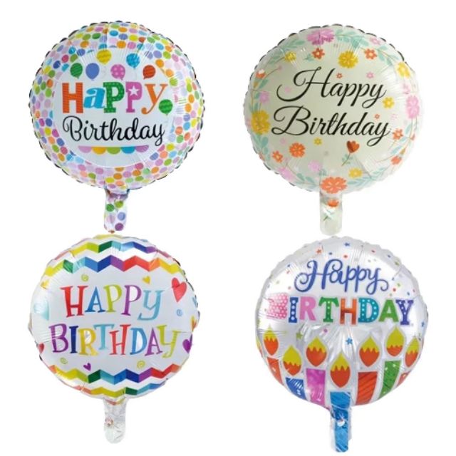 12pcs Free Sticks! 18" Round foil Happy Birthday Balloons Shopee Philippines