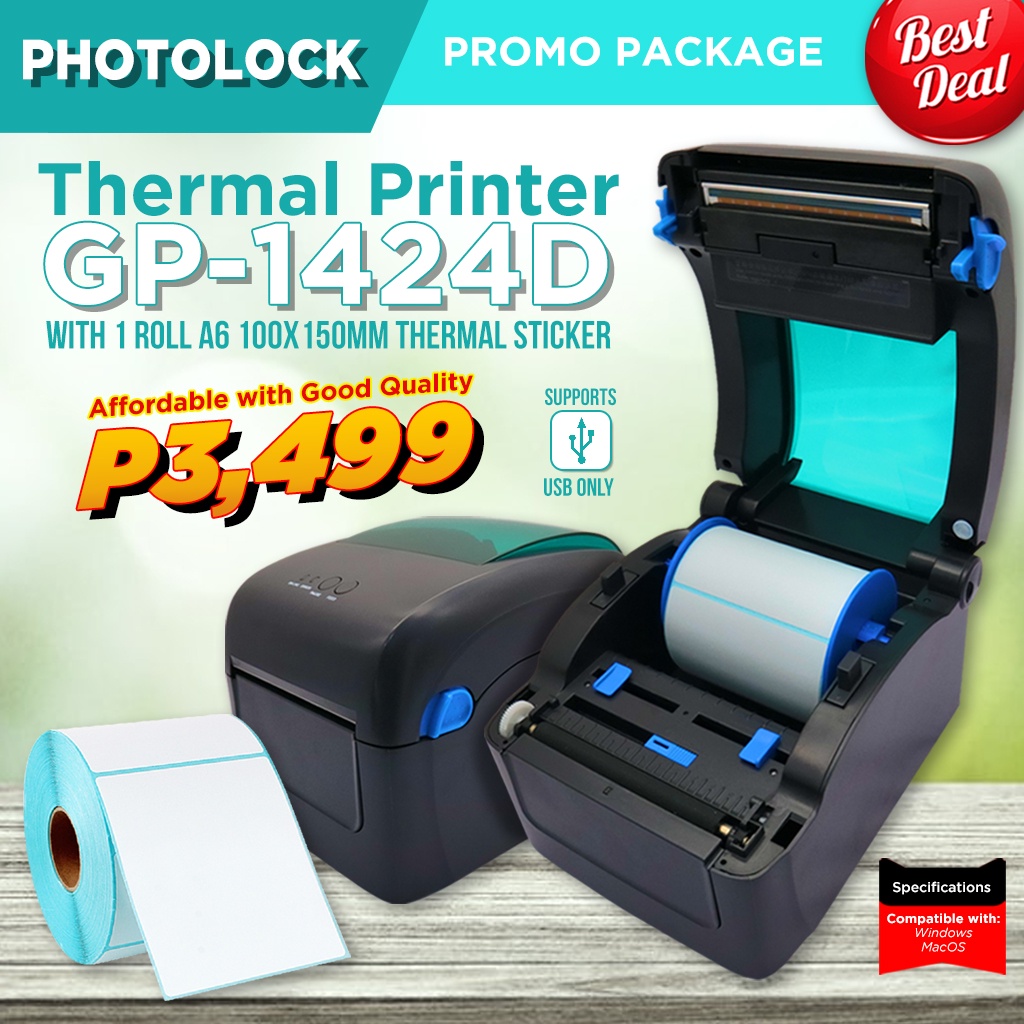 Promo Gprinter Thermal Barcode Printer + 1 roll A6 100x150mm Thermal
