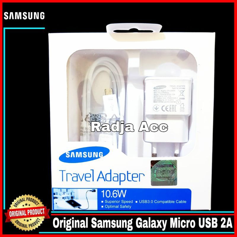White Micro USB Data Cable Travel Charger 10.6W 5.02.0A for Samsung Galaxy A6 A6 Plus 2018