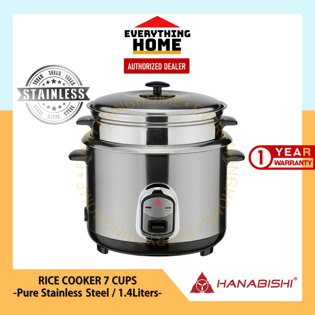Hanabishi Automatic Rice Cooker 1.4 Liters (7 Cups) Pure Stainless