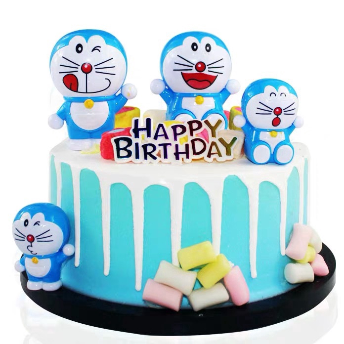 Doraemon Birthday 4 Sets of Cake Decoration Ornaments Baking Decoration