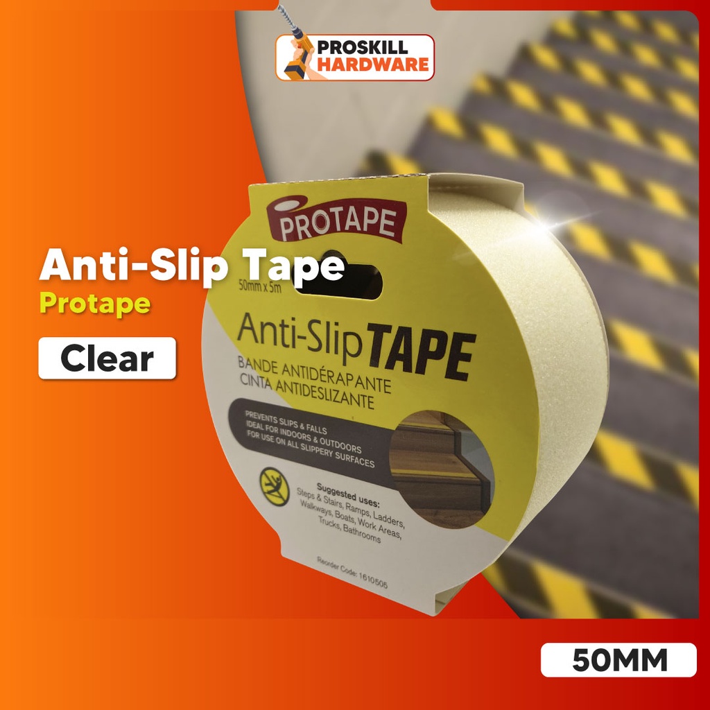 PROSKILL HARDWARE Anti Slip Floor Tape PVC Clear Protape 50/25MM Floor