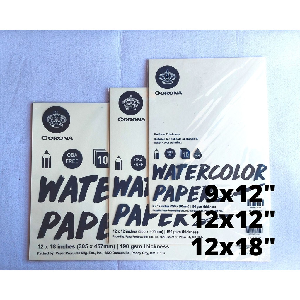Watercolor Paper 10pcs 190gsm 9x12"/12x12"/12x18" Shopee Philippines