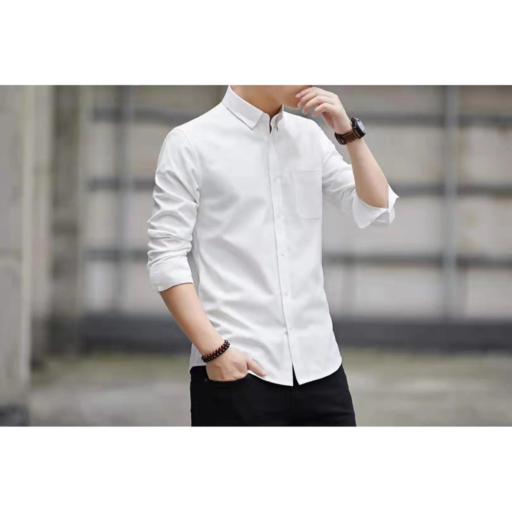 Korean fashion plain long sleeves for men Shopee Philippines