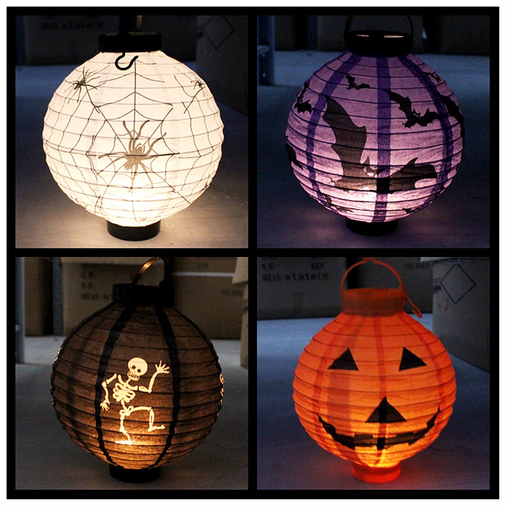 10 inch Pumpkin Lantern Paper Halloween Lantern Cartoon Bat Lantern