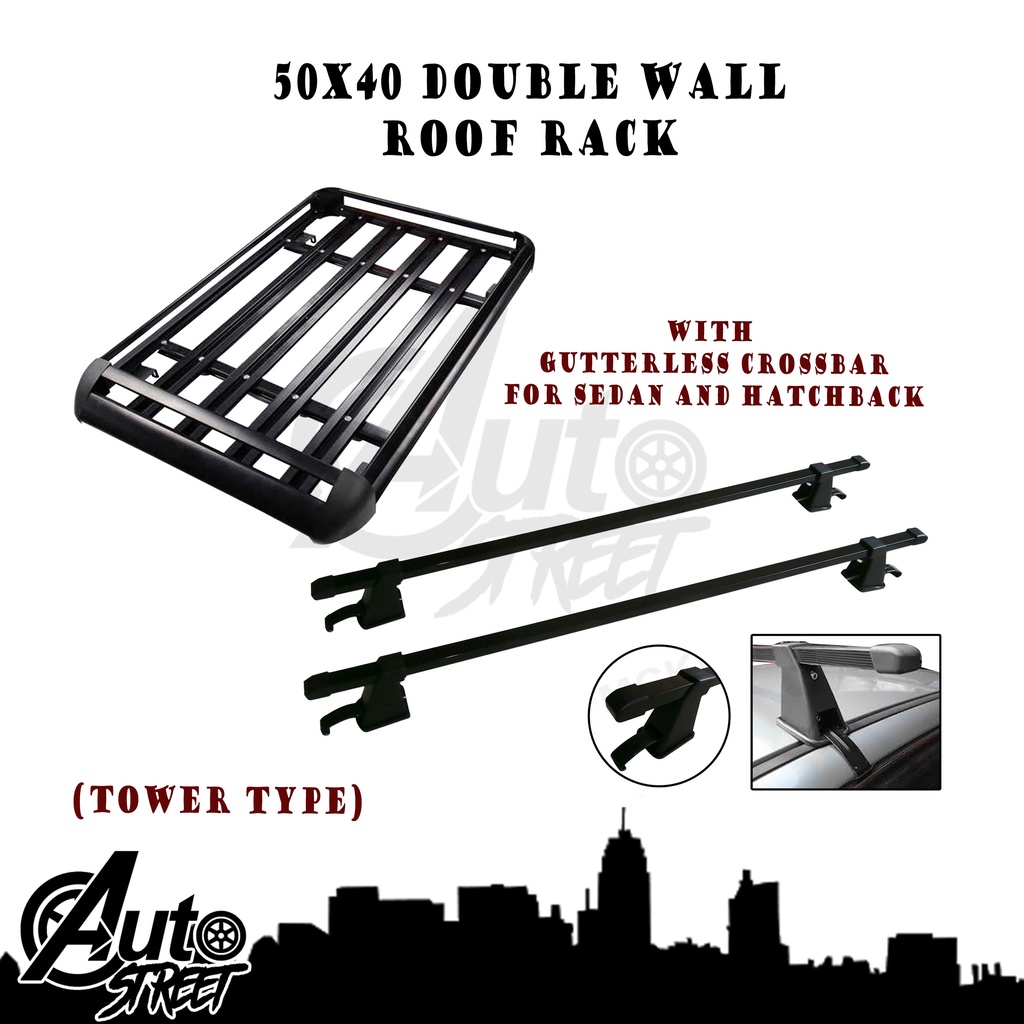 50x40 Double Wall Roof Rack with Gutterless Crossbar For Sedan and