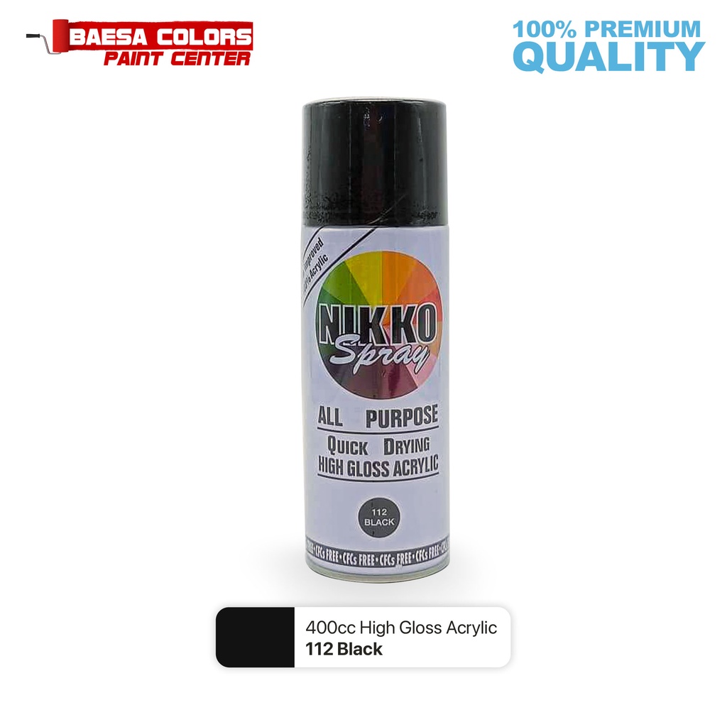 NIKKO Spray Paint 112 Black All Purpose Quick Drying HighGloss Acrylic