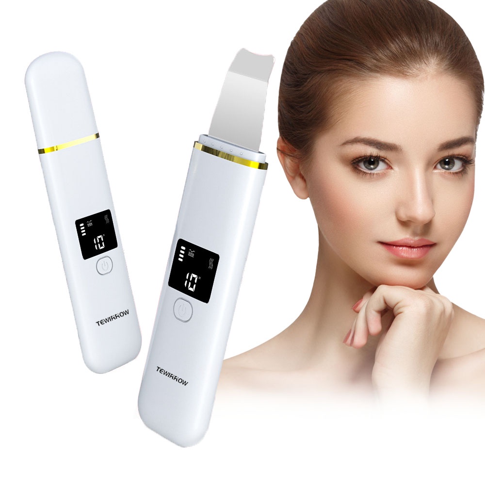 TEWIRROW Upgraded Ultrasonic Facial Scrubber Face Exfoliator Skin