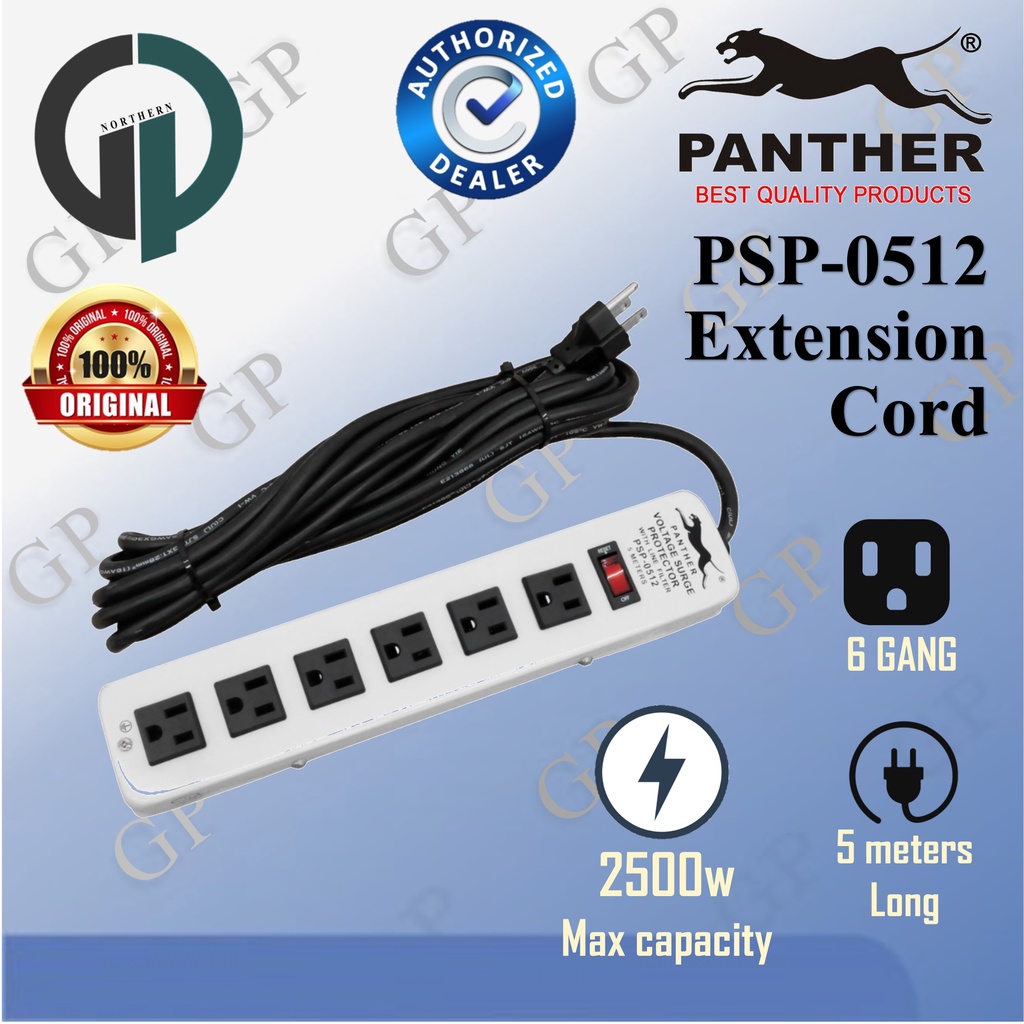 PANTHER 5meters EXTENSION CORD Voltage Surge Protector PSP0512