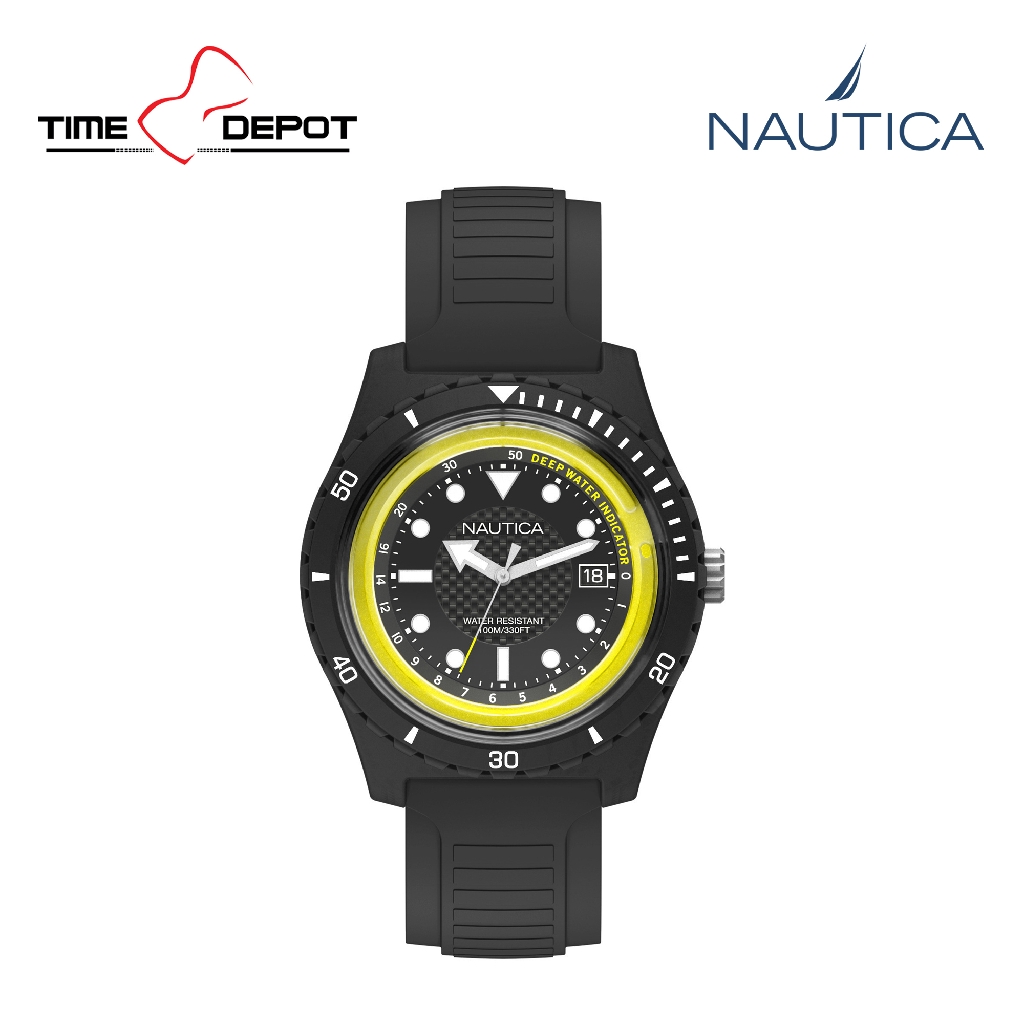 Nautica NAPIBZ001 Black Silicone Strap Watch For Men
