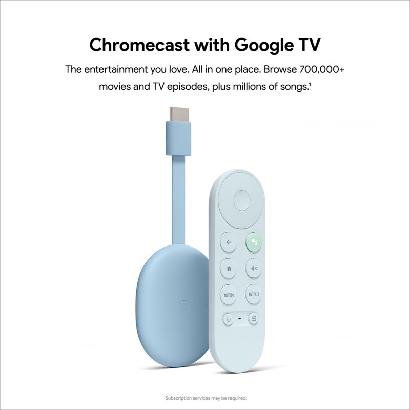Chromecast with Google TV 4K Sky Blue Fully Loaded with US IPTV
