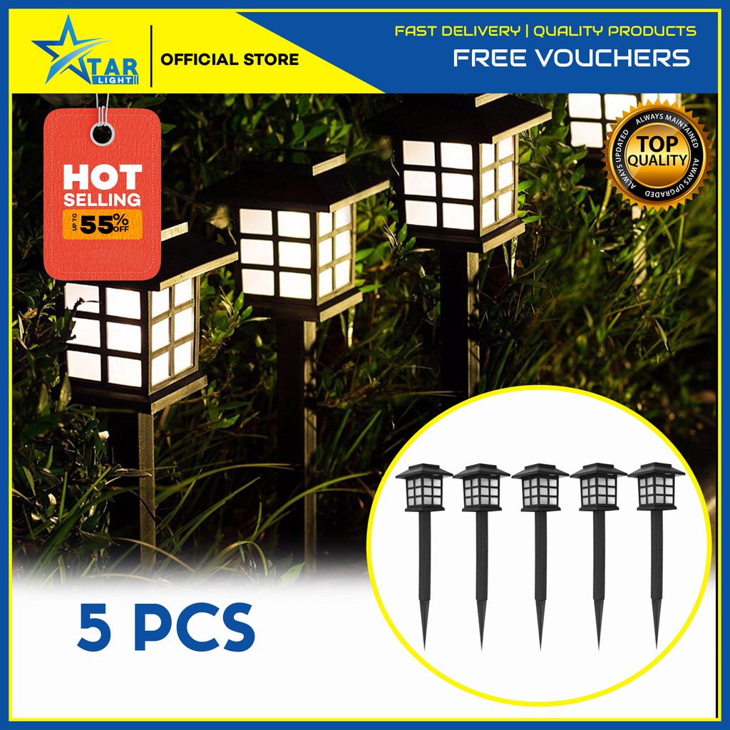 STARLIGHT 5 Pieces Solar Powered Garden Lawn Lamps Lights Outdoor