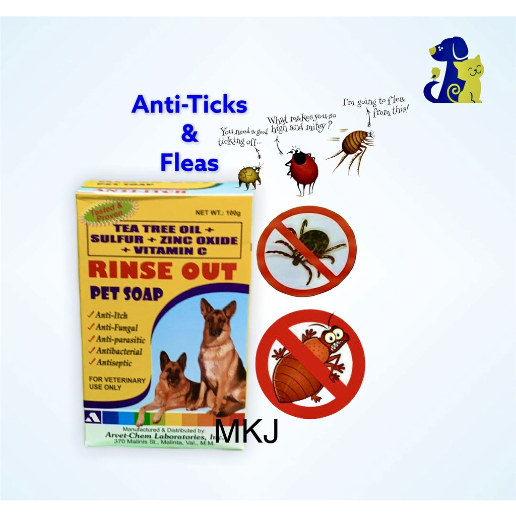 ARVET RINSE OUT PET SOAP 100g CATS DOGS RABBIT ANTI TICKS AND FLEAS