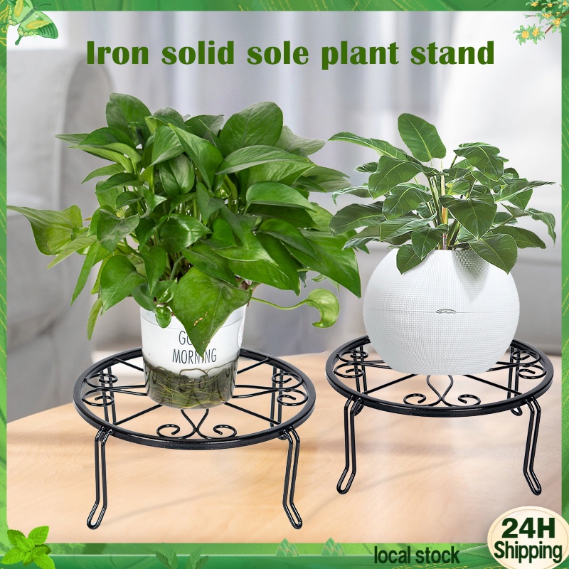 Metal Plant Stand Floor Flower Pot Rack Round Plant Decorating Stand
