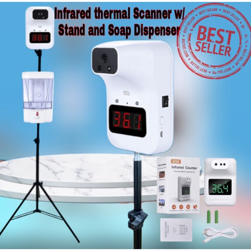 Infrared Thermal Scanner with Stand with Automatic Alcohol Dispenser