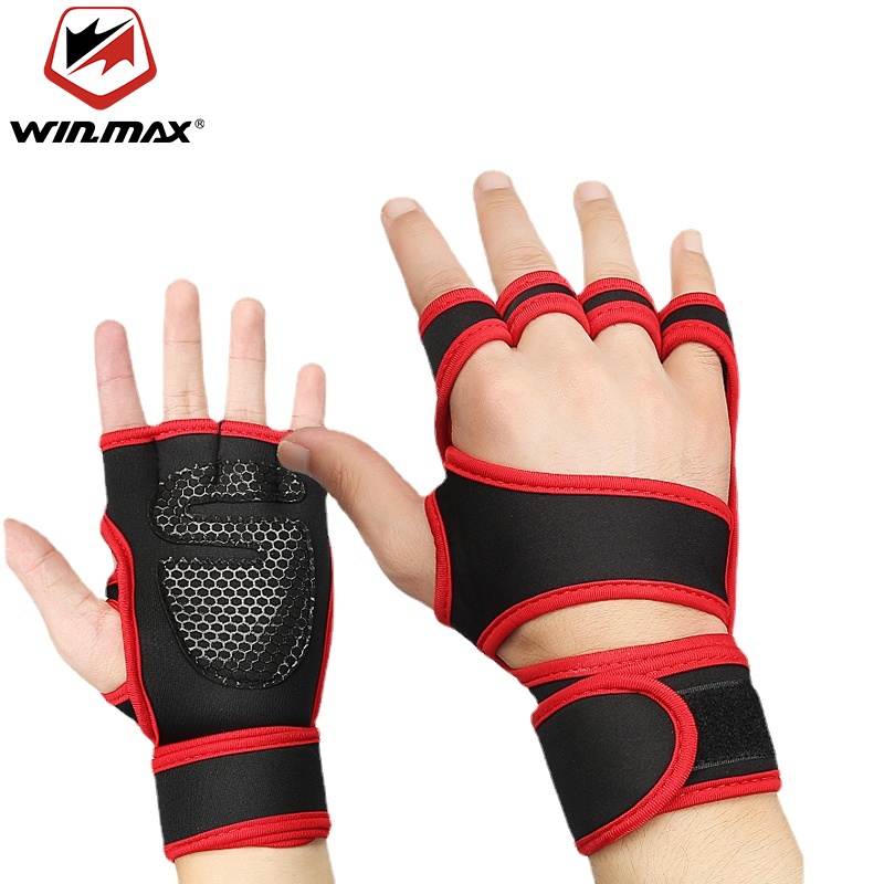 Winmax 1 Pair Weightlifting Training Gloves Protective Hand Gloves for