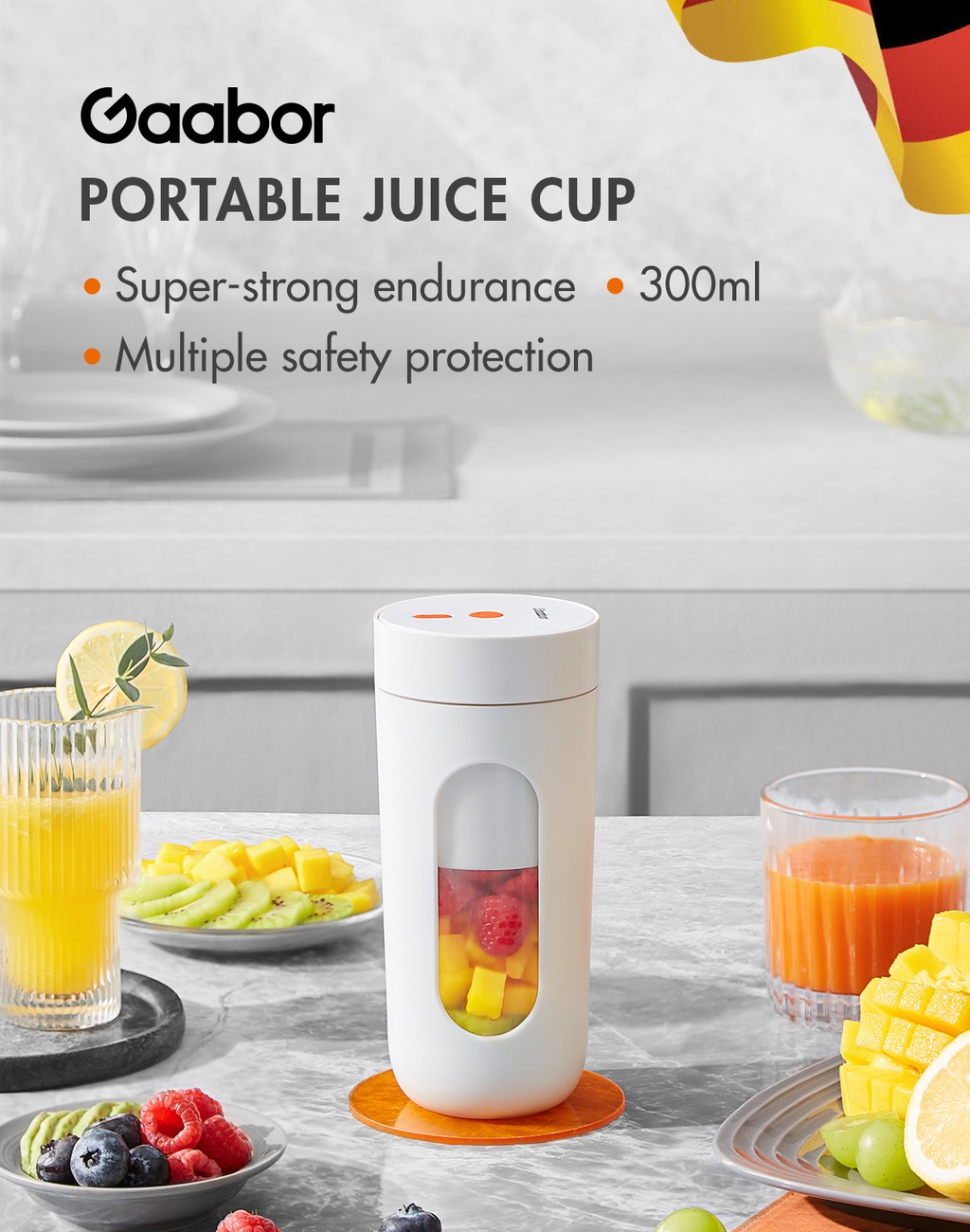 Gaabor Portable Juicer Cordless Juice Cup 300ml Rechargeable Juicer