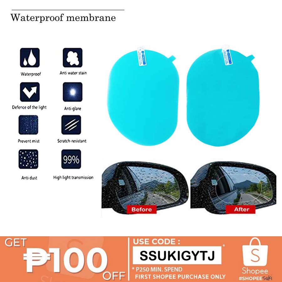 UME Car Rearview Mirror Sticker Waterproof Membrane Antifog Antiglare Clear Film Rainproof