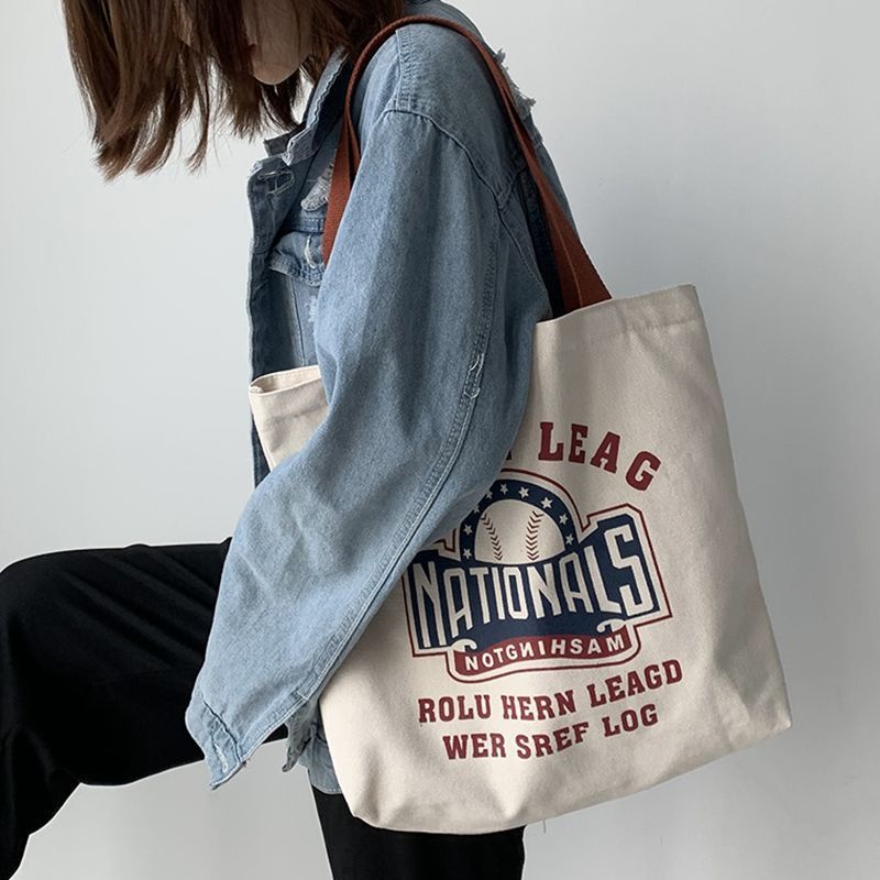 【Zipper + Inner Pocket】New Japanese Retro Simple Shoulder Portable Canvas Bag Female Student