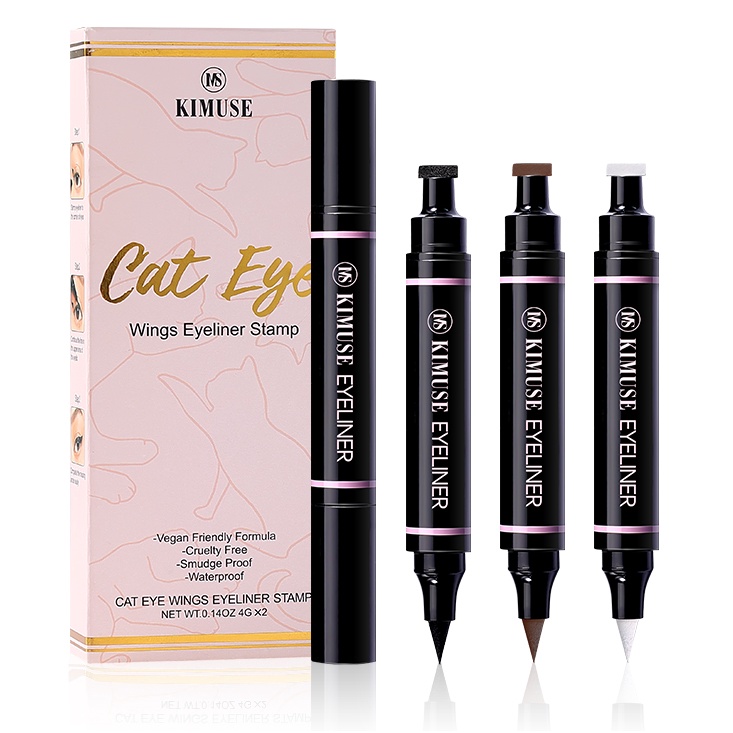 KIMUSE 2Pcs/Set 3 Colour Double Head Waterproof Eyeliner Pen Cat Eye