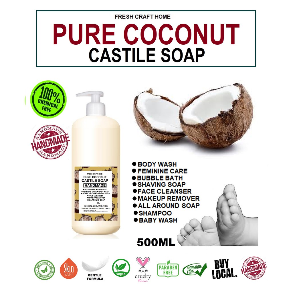 CASTILE SOAP 100 PURE COCONUT CHEMICAL FREE NATURAL SOAP Shopee