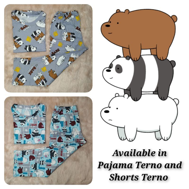 We Bare Bears Pajama Terno for Adults and Kids Shopee Philippines