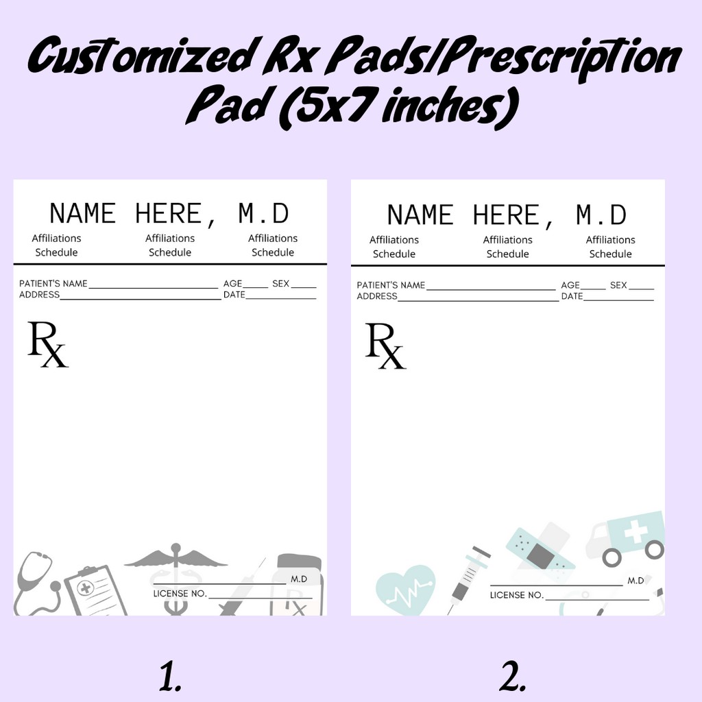 Customized RX Pads/Prescription Pads (SMUDGEPROOF AND WATER RESISTANT