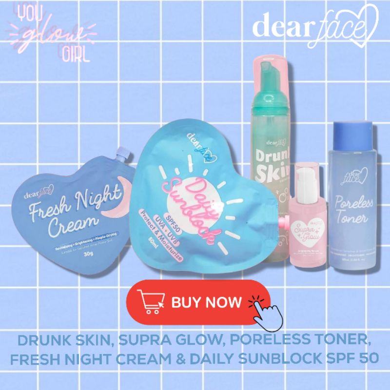 Dear Face Drunk Skin, Supra Glow Brightening Serum, Poreless Toner