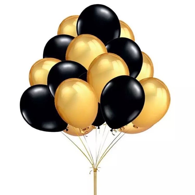 20 pcs Balloons Black and Gold 12 inches size thick quality Shopee