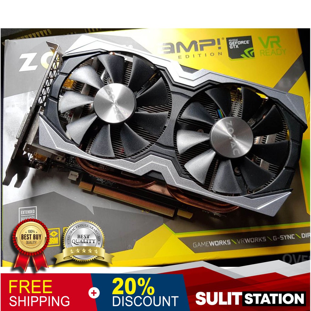 ZOTAC GeForce GTX 1060 AMP Edition 6GB GPU Gaming Videocard slightly
