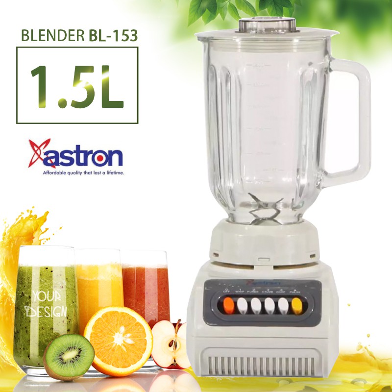 Astron BL153 Blender with 1.5L Glass Jug (White)250W Shopee Philippines