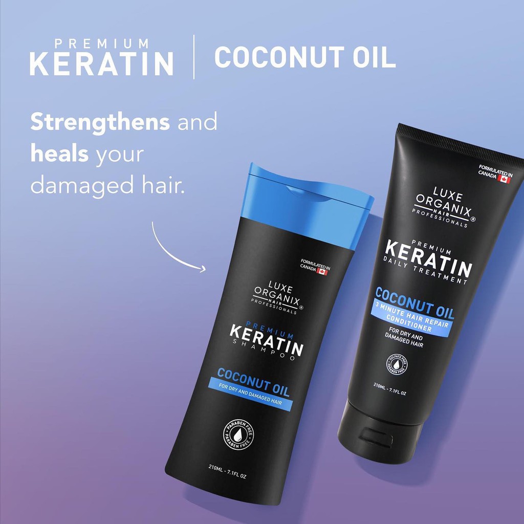 Luxe organix Premium Coconut Oil Keratin Shampoo + Treatment Shopee