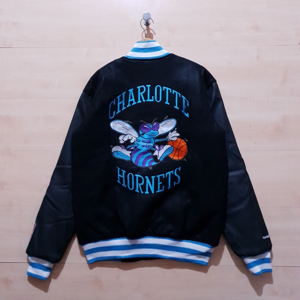 Varsity JACKET WOOL LEATHER NBA VINTAGE CHARLOTTE BLACK Shopee Philippines