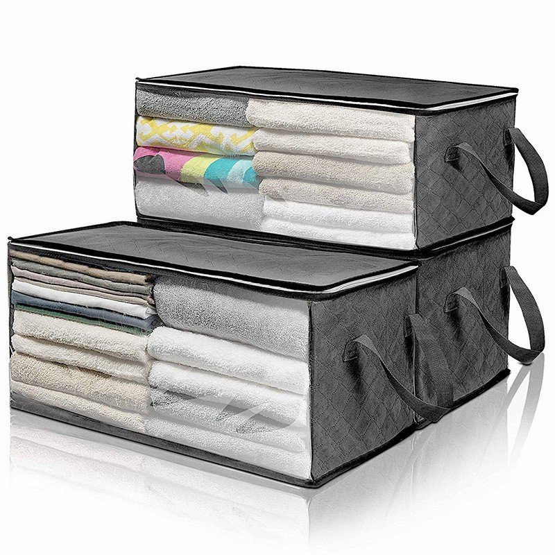 Foldable Non Woven Fabric Storage Box Zippered Storage Clear Sealed
